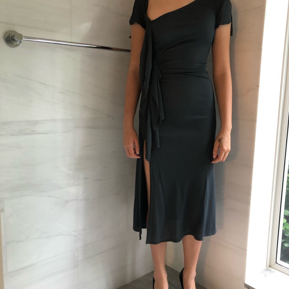 Chloe Georgette Stretch Dress in Teal.